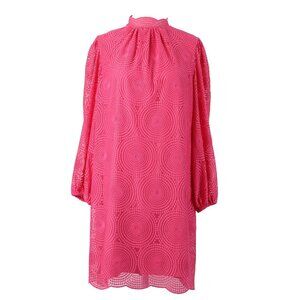 Trina Turk Dress Sz 6 Pink Collared Embroidered Lined Polyester Spandex Dress